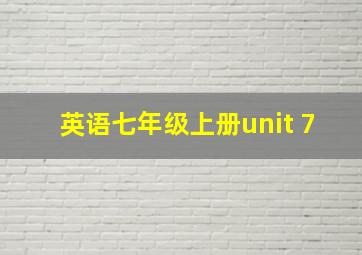 英语七年级上册unit 7